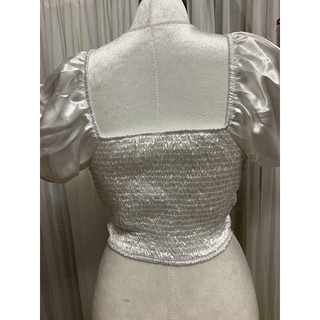 [Sẵn Hàng]♥️Áo Croptop Lụa Satin Buộc Nơ Trắng(ảnh thật)Size S,M,L