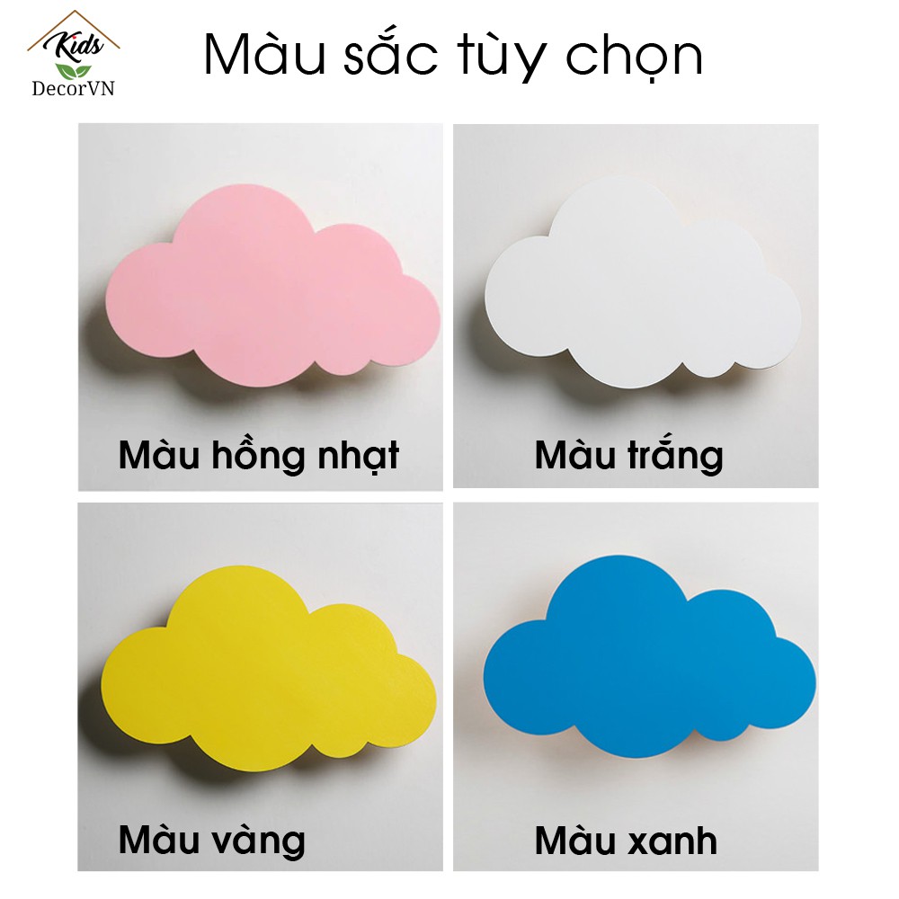 Đèn ngủ cho bé hình mây treo tường, đèn treo tường điều khiển từ xa, đèn ngủ phòng bé, wall lamp kidsdecorvn kids decor