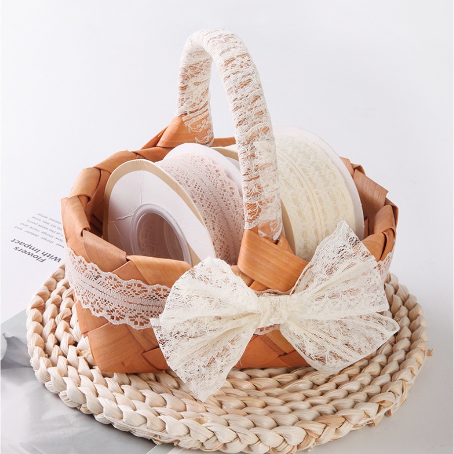 Cuộn Dây Ruy Băng Ren 3Cm 5M Dùng Gói Hoa Thủ Công