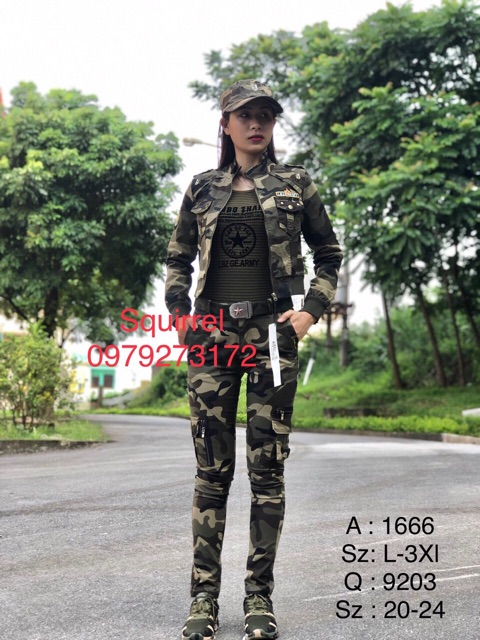 (click vào spham và lướt ảnh để xem thêm mẫu khác) Áo khoác lính rằn ri nữ army