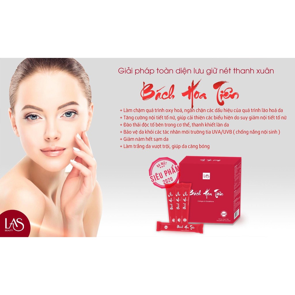 [Chính Hãng] COMBO 2hộp, 3 hộp bách hoa tiên Las beauty cốm uống đẹp da