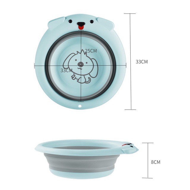Chậu rửa mặt cho bé gập gọn hình cún 34x32x10CM, thau nhựa rửa mặt trẻ em - Monnie Kids