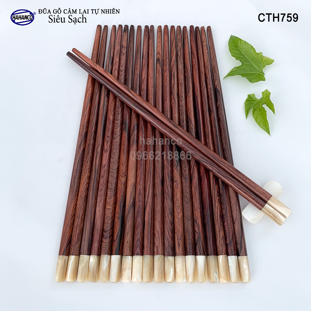 Đũa gỗ Cẩm đầu ốc xà cừ Singapore (10 đôi/hộp) Sang trọng trên bàn ăn - CTH759