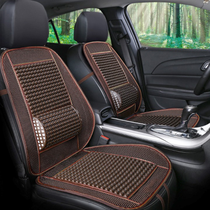 Lưới Lót Ghế Tựa Lưng Hạt Giả Gỗ Mát Xa- Lướt lót ghế văn phòng-Tấm lót ghế và tựa lưng ô tô