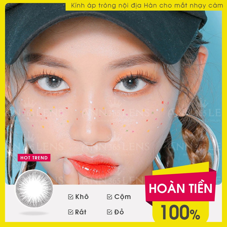 Lens Hàn ANN365 1 Tháng, Kính Áp Tròng Nội Địa Hàn Cao Cấp Nâu Và Xám