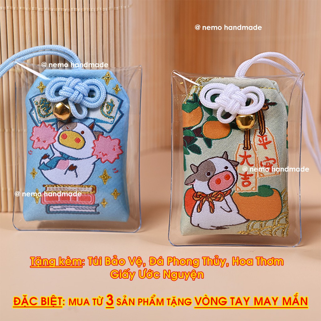 Túi Phước Omamori Trâu Ú Dễ Thương Kèm Quà Tặng Nemo Handmade - OMTU