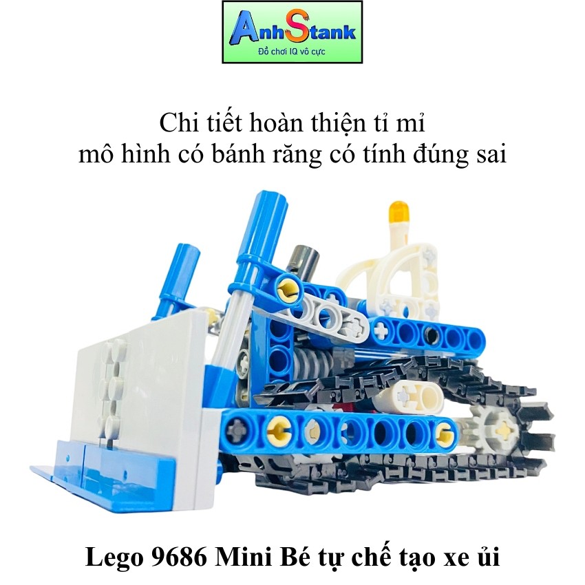 Đồ chơi lắp ráp Bé tự chế tạo xe kéo ủi 169 chi tiết bánh răng chuyển động chuẩn STEM dòng 9686 education