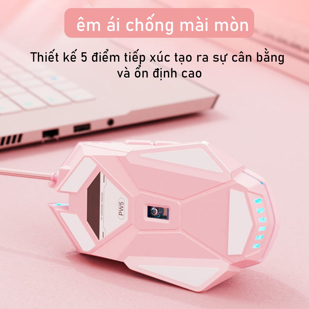 Chuột Máy Tính Màu Hồng Gaming SIDOTECH Inphic W5P Tắt Âm Silent Chơi Game Cho Streamer 4000 DPI Siêu Nhạy - Chính Hãng