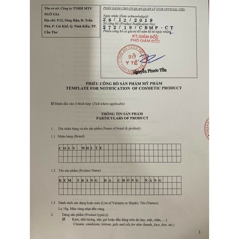 Kem Kích Trắng Sữa Gạo Cosy White TS24 10g