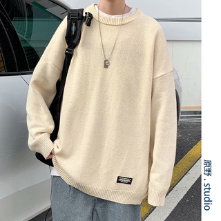 Áo Sweater Dệt Kim Tay Dài Cổ Tròn Màu Trơn Giữ Ấm Thời Trang Thu Đông Phong Cách Hàn Quốc Dành Cho Nam Nữ Tf2