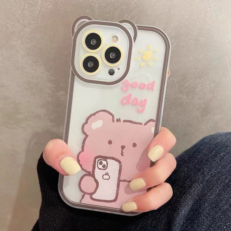 Ốp Điện Thoại Silicon Trong Suốt Hình Gấu Dễ Thương Cho iPhone 13/12 Pro Max Case/11/ XS/ XR/ X/ 8/ 7/ 6S/ Plus Mini