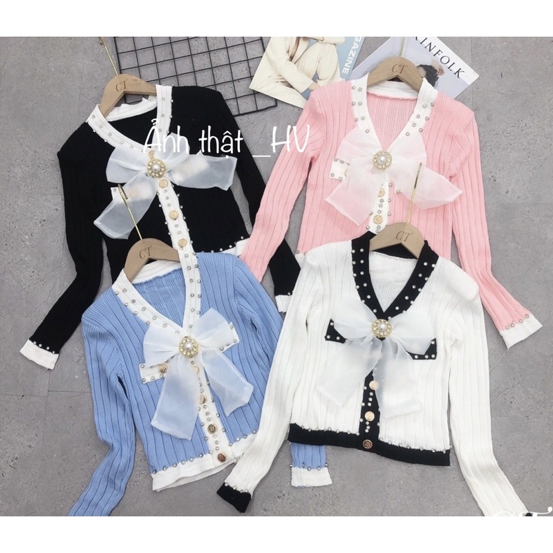 Áo len nơ đá cài phiên bản dài tay siêu hot | BigBuy360 - bigbuy360.vn