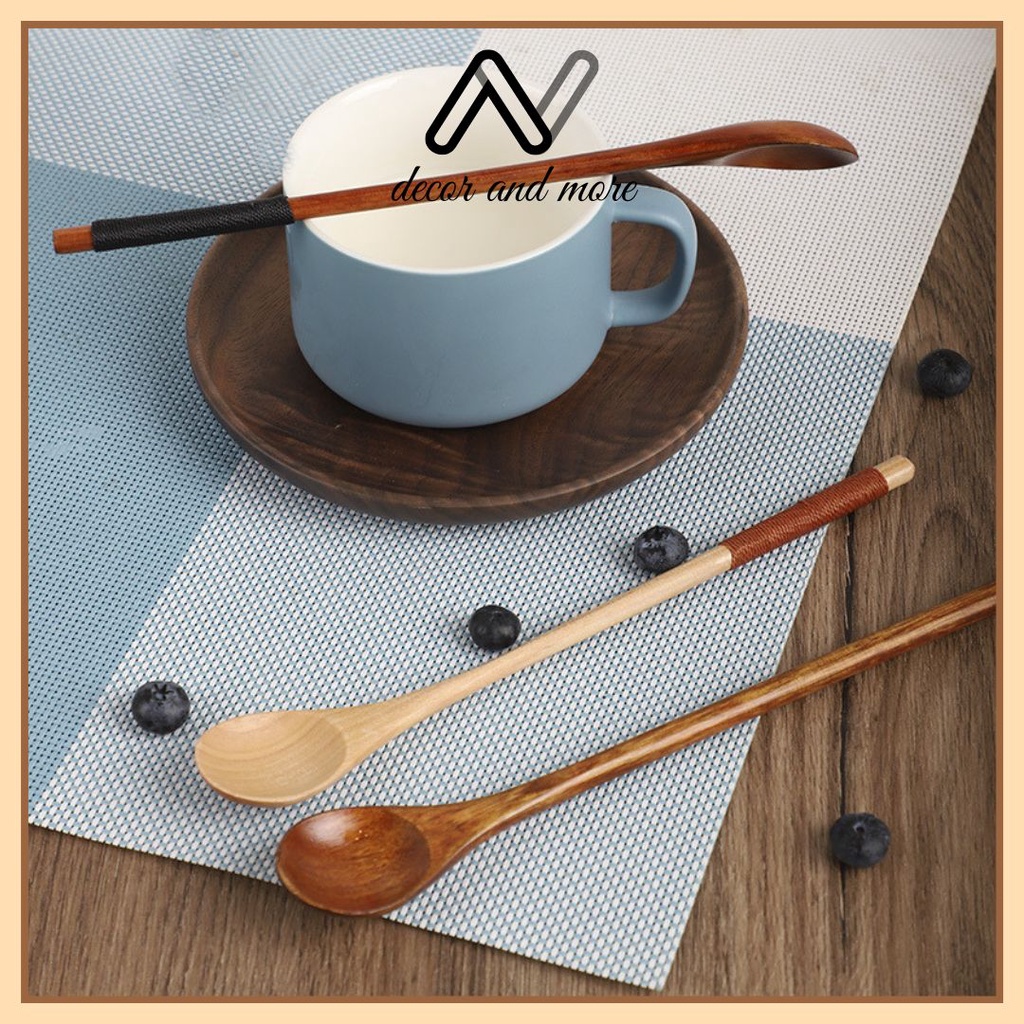 Thìa gỗ cán dài pha cafe, muỗng gỗ đa năng, phụ kiện chụp ảnh ANDECOR
