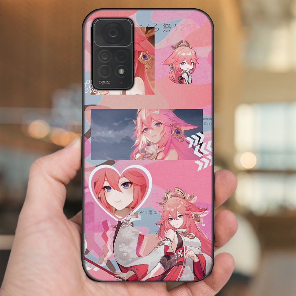 Ốp lưng Xiaomi Redmi Note 11 Pro 4G viền đen in hình Yae Miko Genshin Impact
