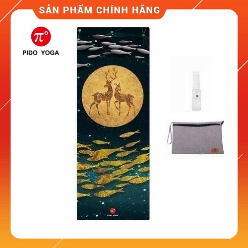 Thảm tập YOGA du lịch Pido gấp gọn bám dính chắc, chống trơn trượt - Tặng kèm túi đựng và chai xịt