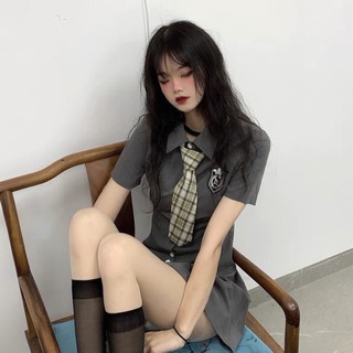 [Có ảnh thật] Váy ulzzang nữ sinh thắt cà vạt cá tính phong cách Hàn Quốc