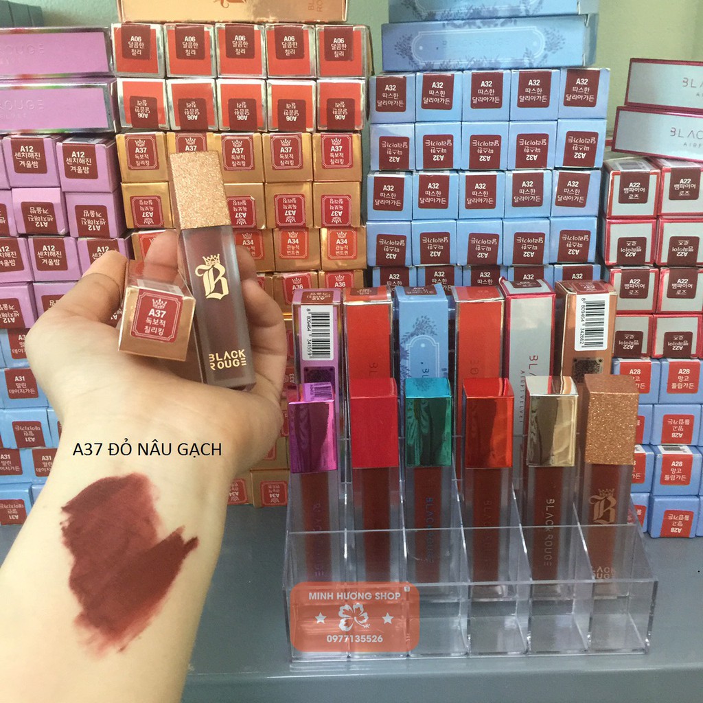 Son nắp nhũ HANDMADE A37 đỏ nâu gạch ( thiết kế son BLack ver7 )