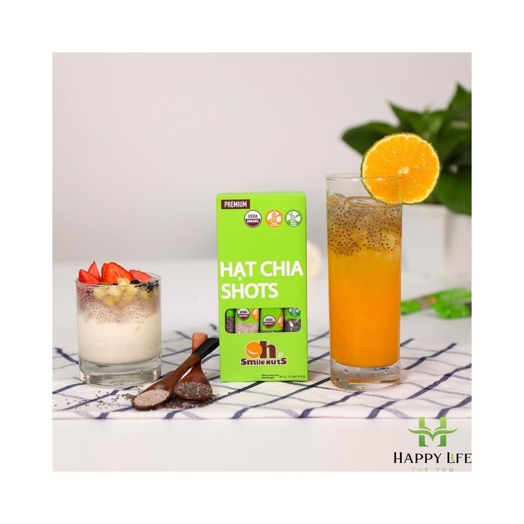 Hạt chia shots hữu cơ, hạt chia giảm cân nhập khẩu Peru (8g x 10 gói) - Happy Life 4U