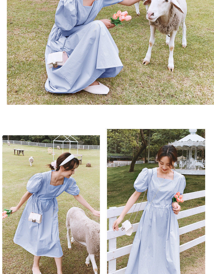 Đầm dài tay phồng thời trang pháp xinh xắn dành cho nữ