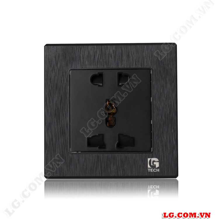 Ổ điện âm tường LGTECH hỗ trợ 2 cổng USB 2 công tắc màu đen - Hàng chính hãng