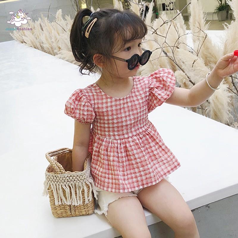 Áo thun tay ngắn in họa tiết kẻ sọc kiểu Nhật xinh xắn cho bé gái