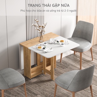 Bàn ăn thông minh gấp gọn có bánh xe, bàn gỗ làm việc decor phòng khách đã lắp ráp sẵn IGA- GP97.41