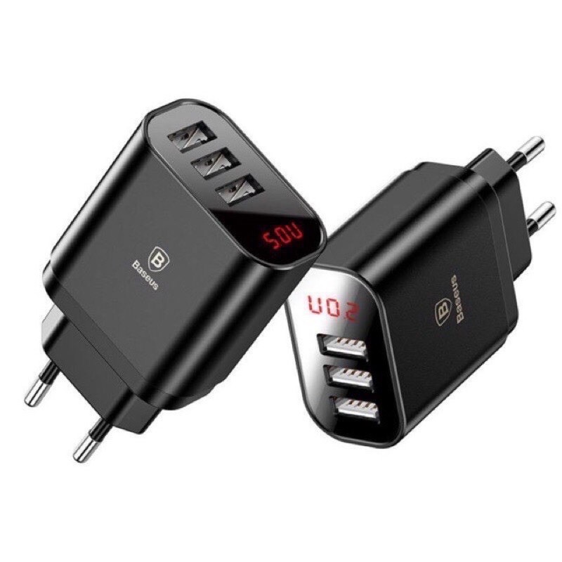 ✅CHÍNH HÃNG✅Cốc sạc/Củ Sạc nhanh BASEUS mini 3 cổng USB 10.5W 5V 2.4A cho iPhone 11 Pro X 8 7 Plus Xs Max Samsung Xiaomi