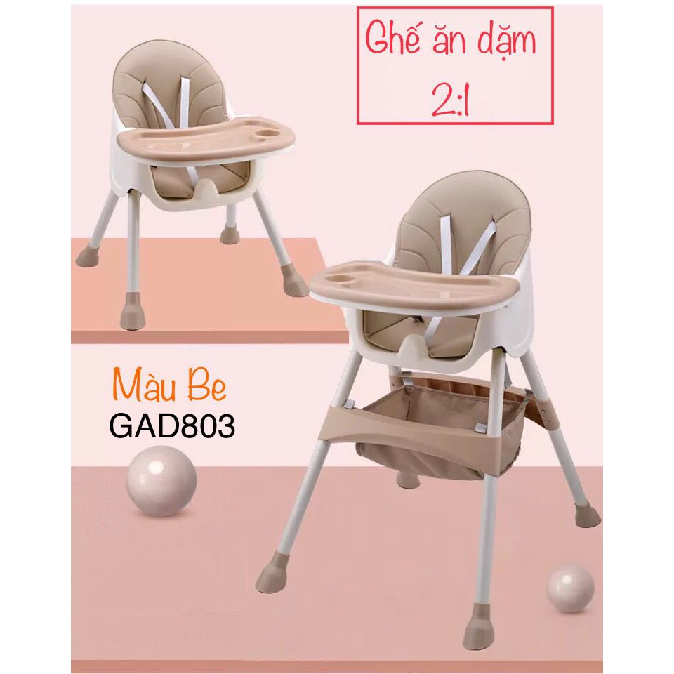 (XẢ KHO) GHẾ ĂN DẶM CAO CẤP 2 IN 1 SIÊU CUTE CHO BÉ YÊU (GAD803)