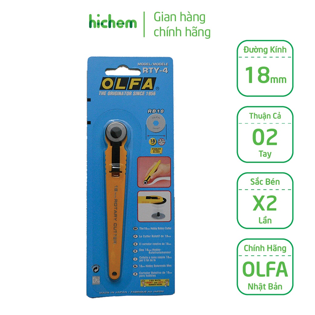 Dao Tròn OLFA RTY-4 Đường Kính 18mm Cắt Vải, Giấy