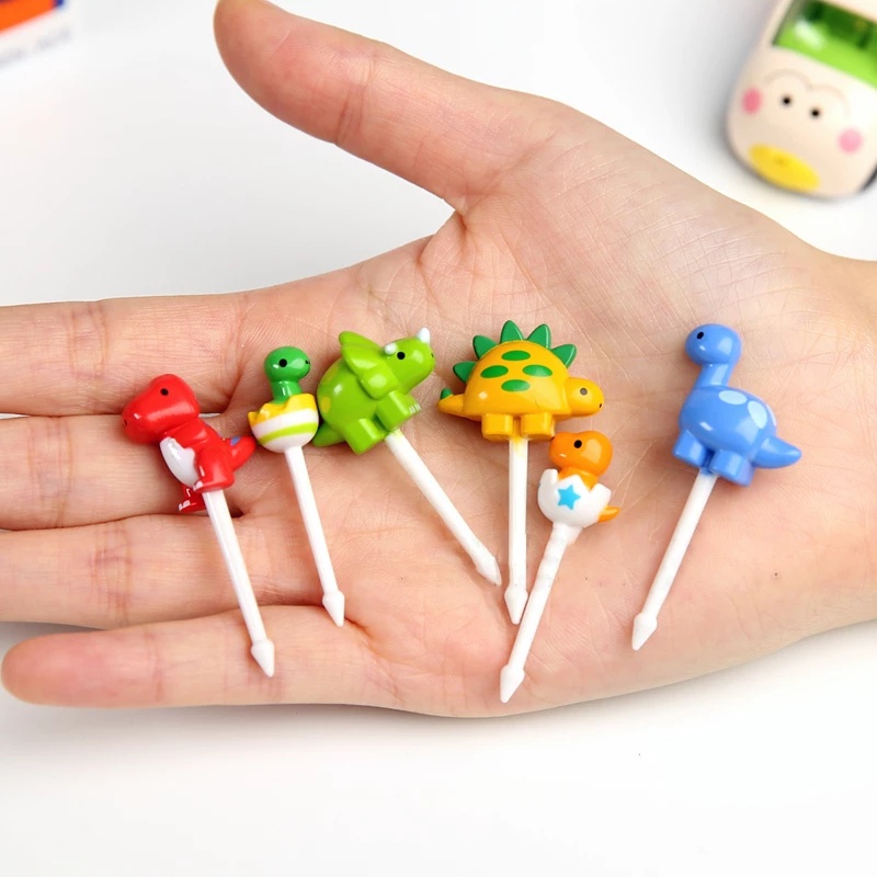 Set 6 Nĩa Ăn Trái Cây Hình Khủng Long Hoạt Hình Đáng Yêu