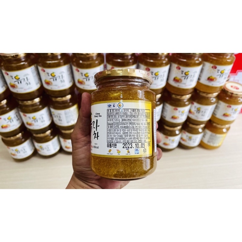 Mật Ong Chanh Đào Hàn Quốc Hũ 580g