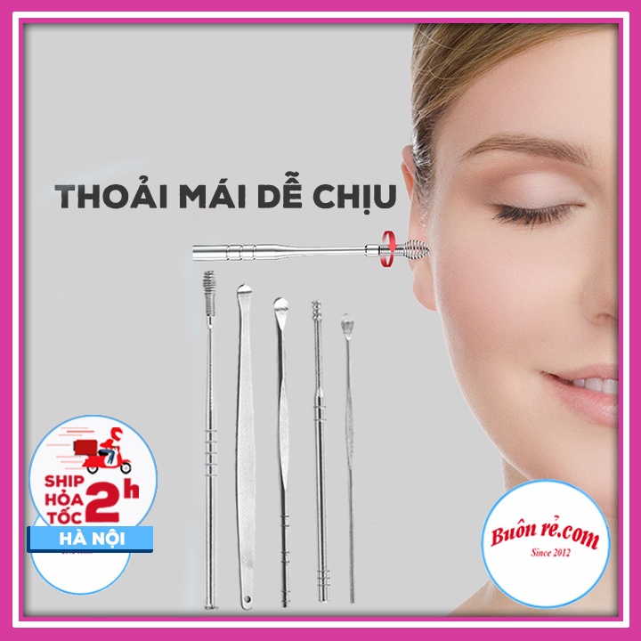 Bộ dụng cụ ngoáy tai, lấy ráy tai (6 MÓN) kèm hộp tiện lợi, nhỏ gọn- Dụng cụ vệ sinh tai bằng inox cao cấp an toàn 01482
