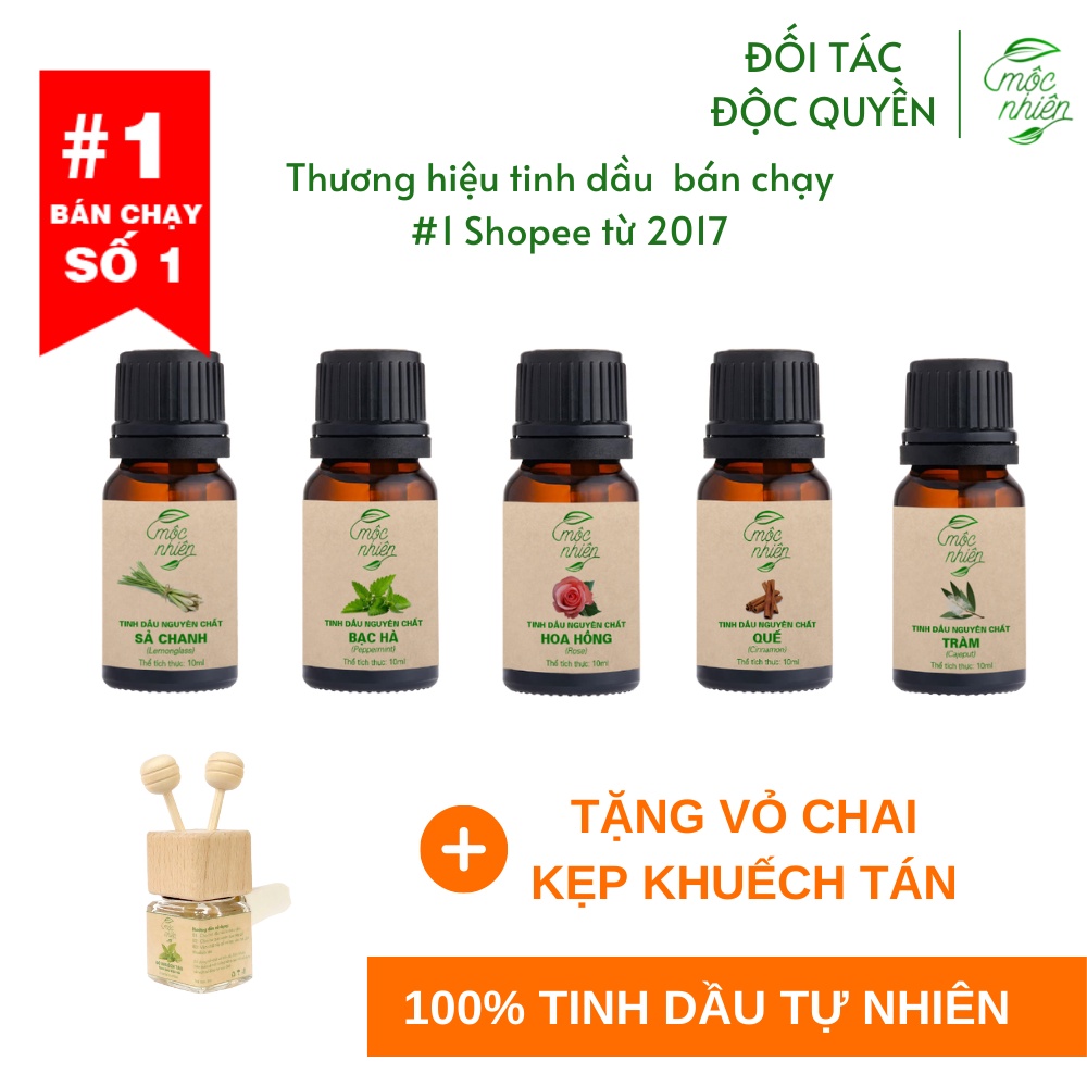 Combo 5 chai tinh dầu tùy chọn mùi tặng 1 bộ vỏ khuếch tán siêu tiện dụng