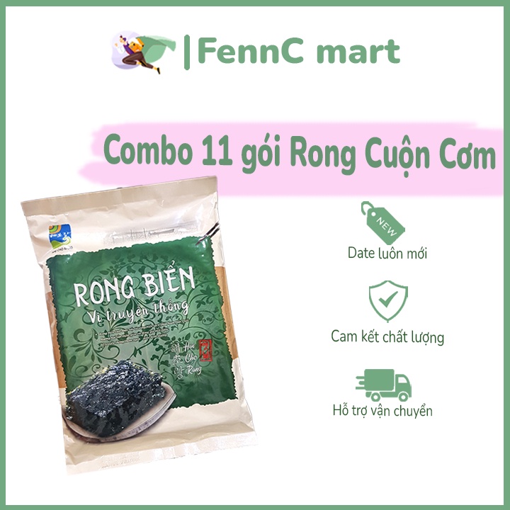 Combo 11 gói Rong Biển Cuộn Cơm ăn liền 50 Lá Fresiweed Hàn Quốc FENNC