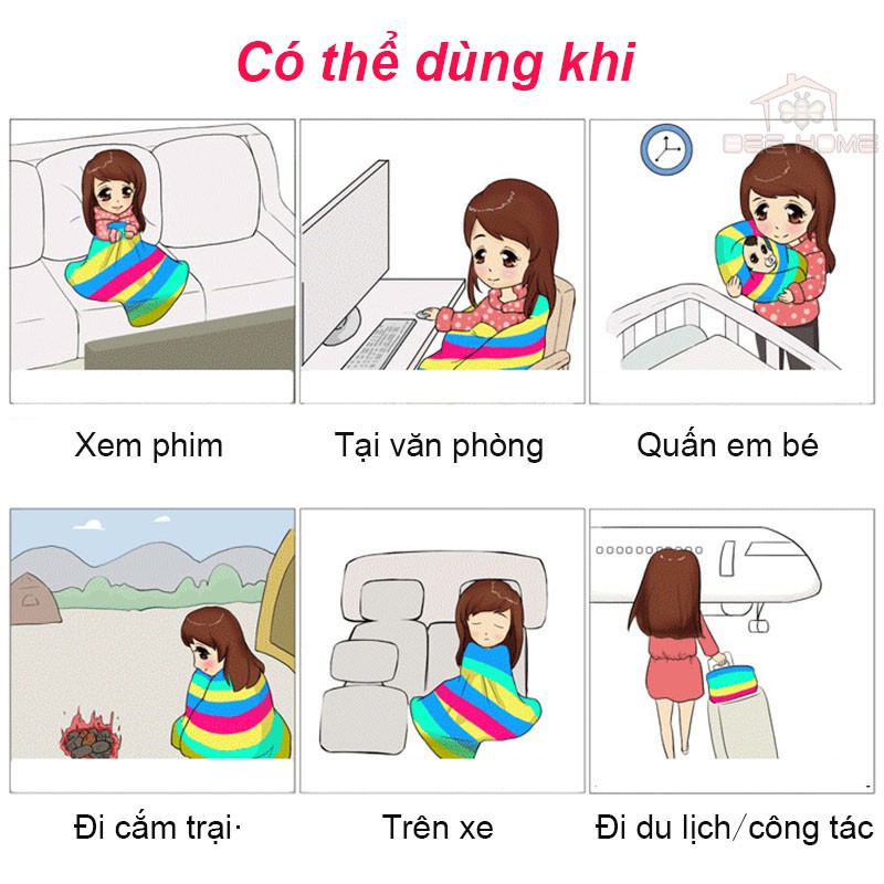 Chăn gối văn phòng 2 trong 1 tiện lợi- BEEHOME- Chăn gối cho mùa hè ngủ trưa tiện ích