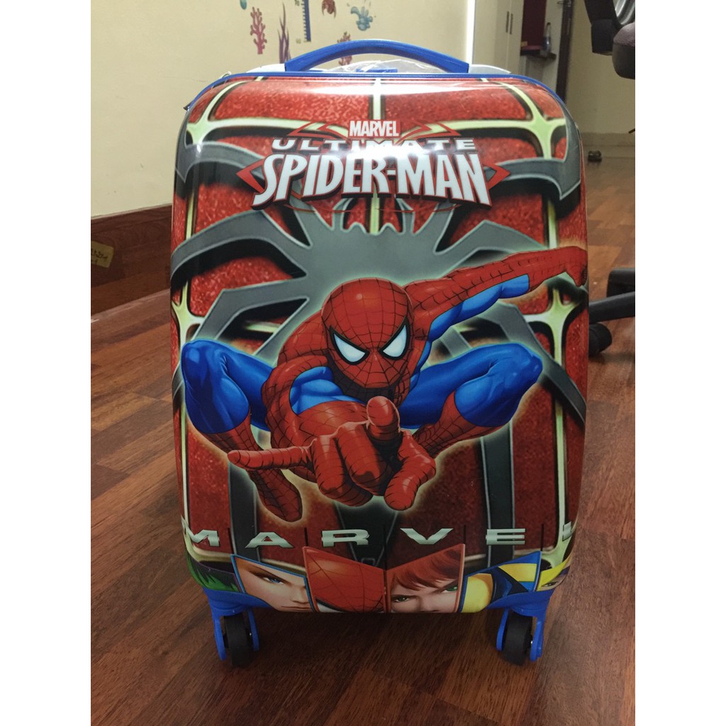 Vali kéo trẻ em - Vali người nhện Spiderman size 18 (in 2 mặt & 1 mặt)