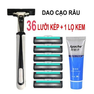Sét rao cạo râu + 1 tuýt kem + 36 bàn cạo có dao lam