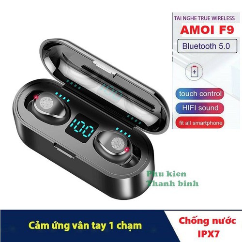 Tai nghe Bluetooth AMOI F9 Bản QUỐC TẾ | nút cảm ứng | Bluetooth 5.0 | Pin 280 giờ | sạc dự phòng💥 | BigBuy360 - bigbuy360.vn