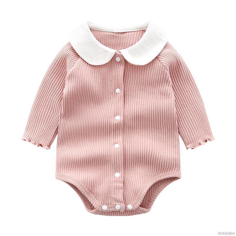 Bodysuit tay dài màu trơn xinh xắn dành cho bé 0-12 tháng tuổi