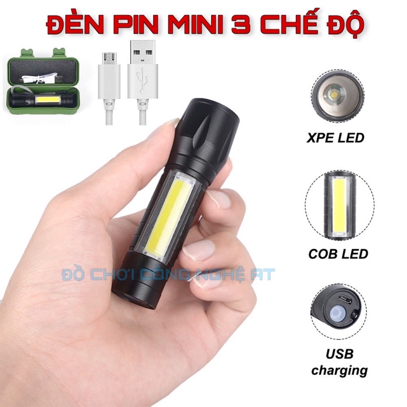 ĐÈN PIN MINI 3 CHẾ ĐỘ NHỎ GỌN CÓ MÓC GÀI QUẦN ÁO SIÊU SÁNG