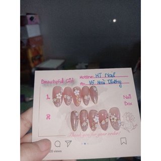 Nail box, móng up thiết kế màu thạch kết hợp hoa nhí