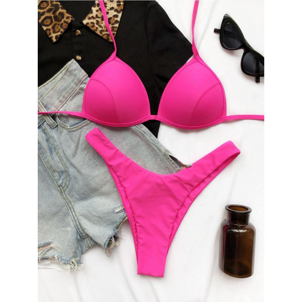 Bikini màu trơn có đệm nâng ngực quyến rũ cho nữ