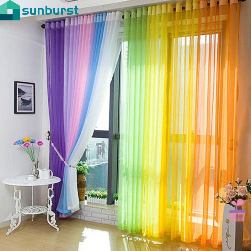 Rèm cửa sổ Vải Tuyn Họa Tiết Hoa Xinh Xắn Trang Trí Nội Thất