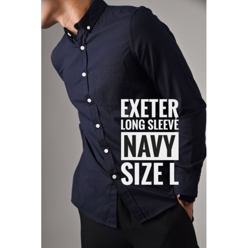 Exeter Áo Sơ Mi Dài Tay Màu Xanh Nước Biển Của PREPPSTUDIO
