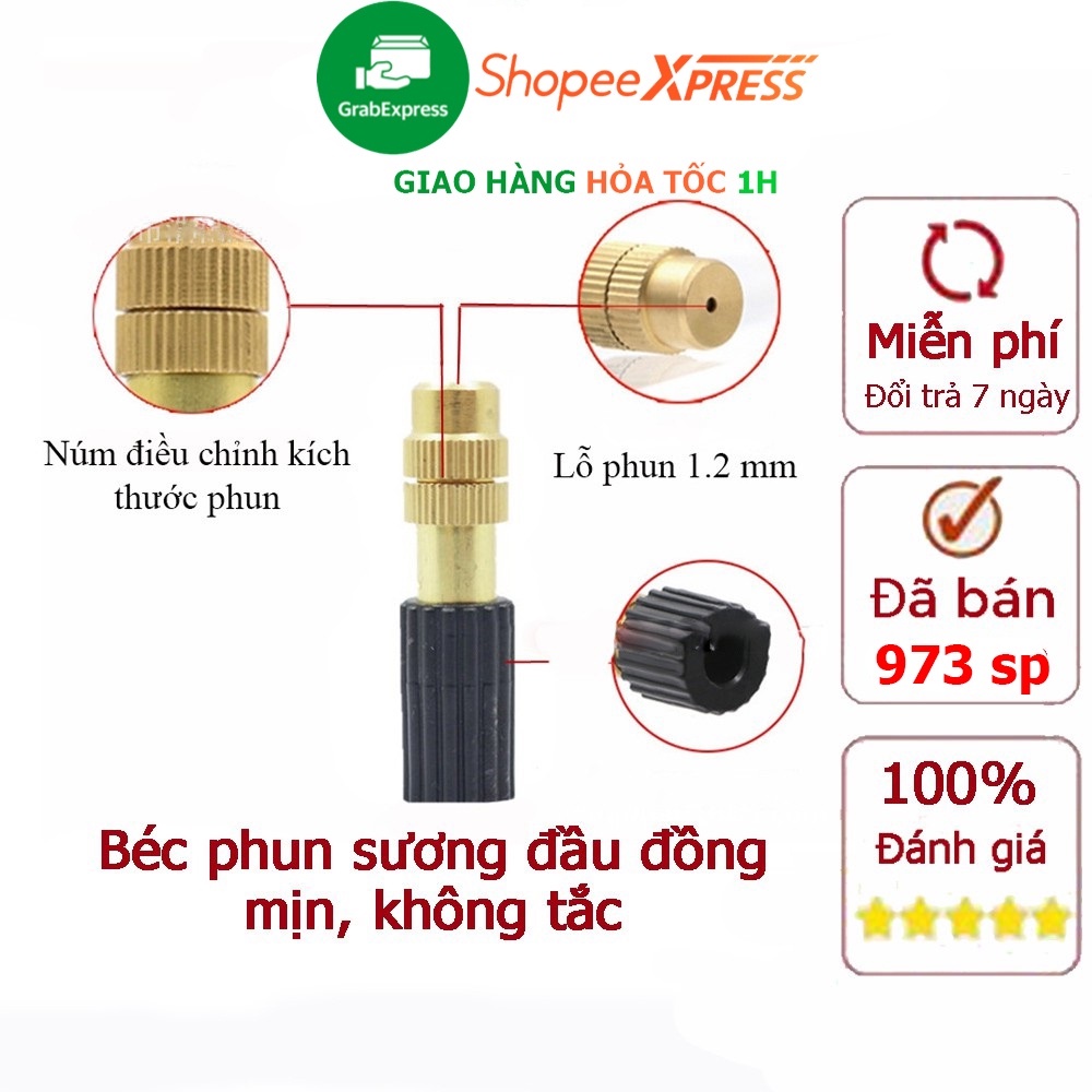 Béc phun sương đồng, phun sương mịn, không bị tắc
