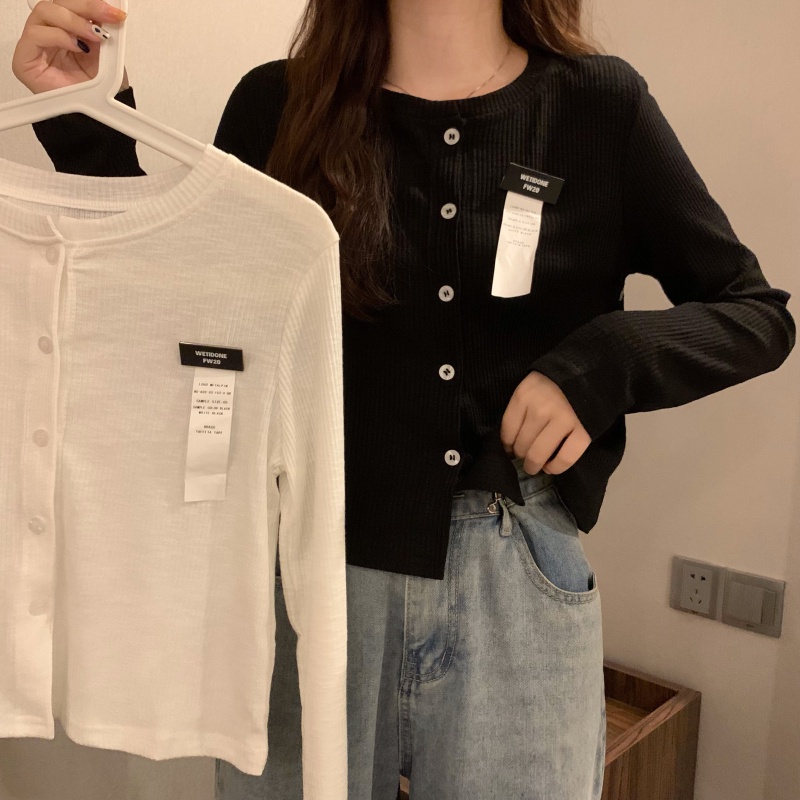Áo khoác cardigan dệt kim PERTY màu trắng thiết kế mới phong cách Hàn Quốc thời trang mùa thu cho nữ