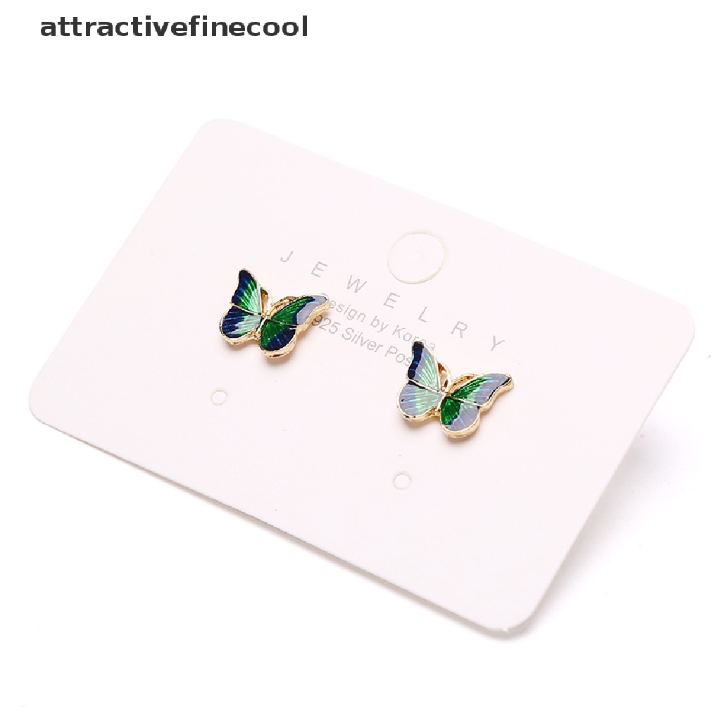 Khuyên Tai Hình Bướm Tráng Men Màu Xanh Lá Thời Trang Cho Nữ
