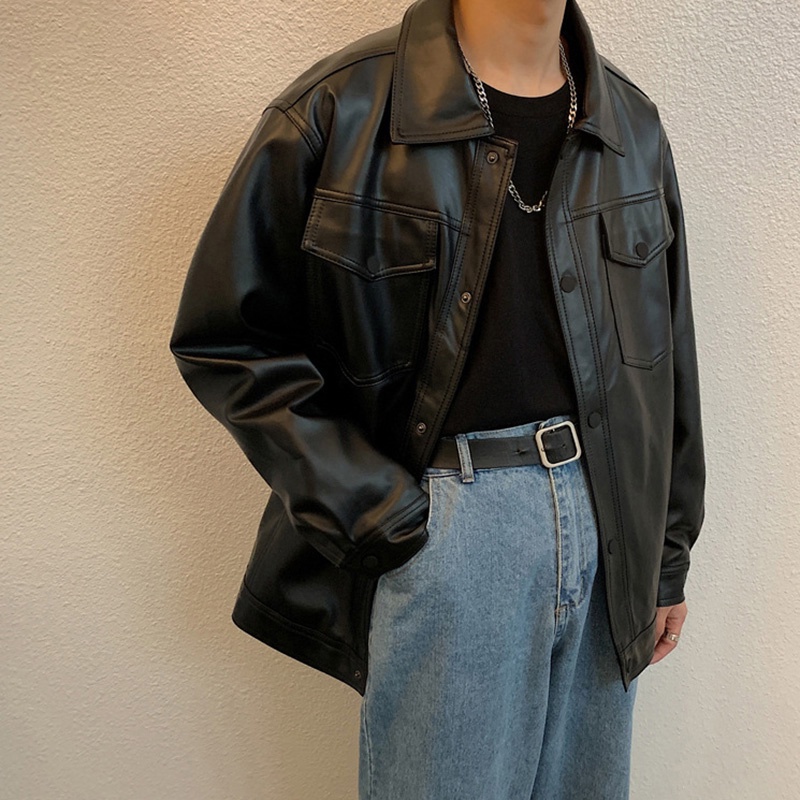 S-3XL Áo khoác da thời trang dành cho nam áo da nam áo khoác da nam