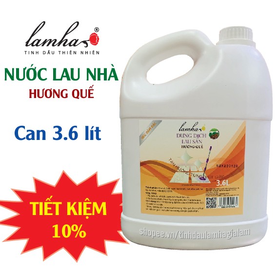 Nước lau nhà Sả Chanh/Quế Lam Hà can 3,6 lít