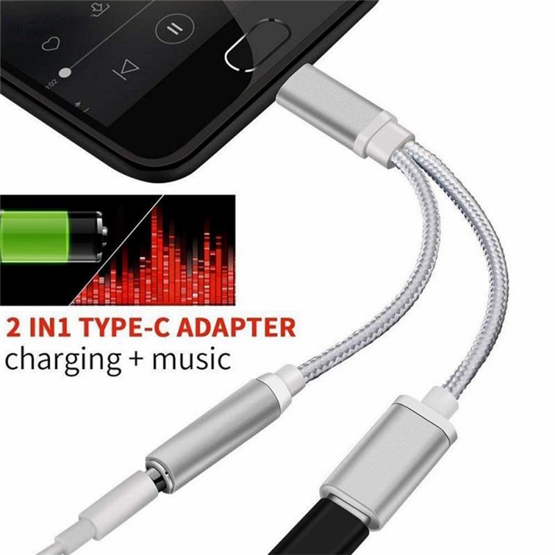 Dây Cáp Âm Thanh Chuyển Đổi 2 Trong 1 Type-C Sang 3.5mm USB C Sang 3.5mm Cho Điện Thoại Di Động